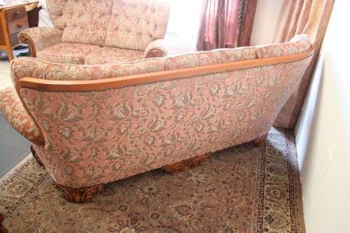 A gorgeous "Baroque Rococo" styled upholstered lounge suite with incredible carved detailing