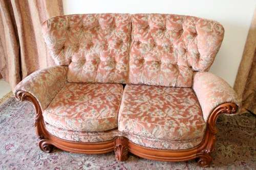 A gorgeous "Baroque Rococo" styled upholstered lounge suite with incredible carved detailing