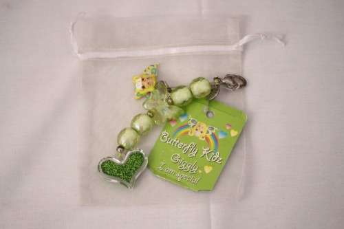 **RS17** A green "Butterfly Kidz" Giggly "I am special" fashion charm key chain in good condition