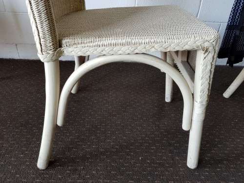 **RS17** Two amazing cream-coloured wicker dining/ occasional chairs - stunning on a patio