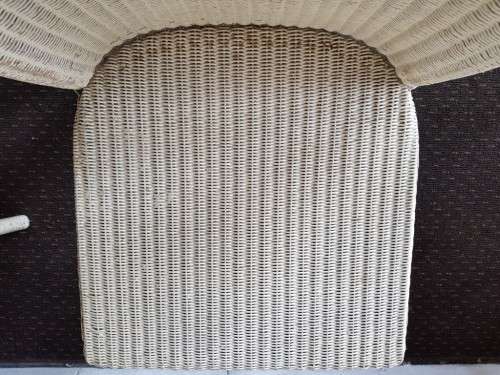 **RS17** Two amazing cream-coloured wicker dining/ occasional chairs - stunning on a patio
