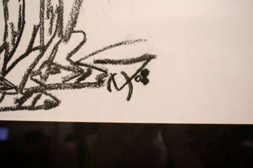 **RS17** A fantastic framed behind glass charcoal sketch signed "Michaloo", stunning art.