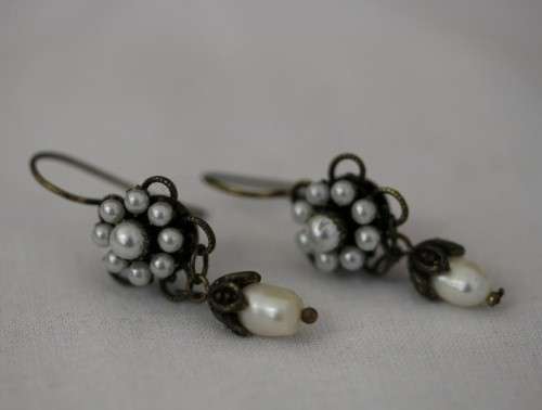 A beautiful pair of Victorian styled pearl bead and genuine cultured baroque pearl earrings