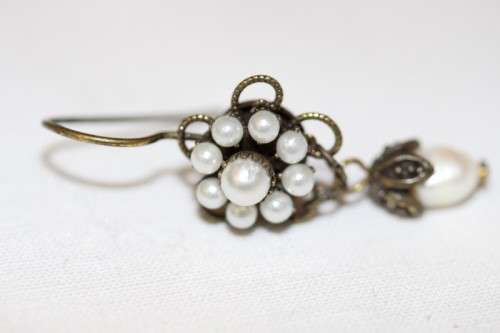 A beautiful pair of Victorian styled pearl bead and genuine cultured baroque pearl earrings