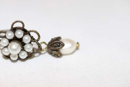 A beautiful pair of Victorian styled pearl bead and genuine cultured baroque pearl earrings