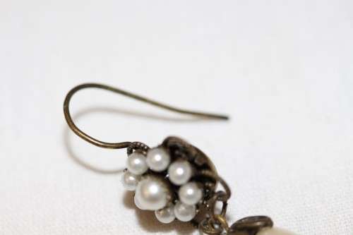 A beautiful pair of Victorian styled pearl bead and genuine cultured baroque pearl earrings