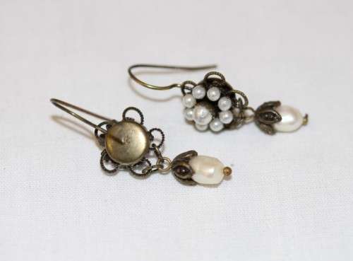 A beautiful pair of Victorian styled pearl bead and genuine cultured baroque pearl earrings