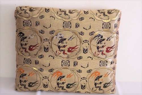 A magnificent traditional gold-thread Brocade Chinese Dragon scatter cushion in beautiful condition