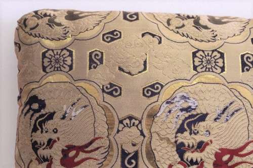 A magnificent traditional gold-thread Brocade Chinese Dragon scatter cushion in beautiful condition