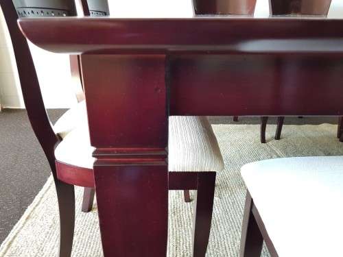 A Spectacular modern 8-seater Mahogany square dining room suite in excellent condition - WOW!!