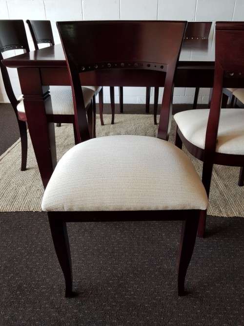 A Spectacular modern 8-seater Mahogany square dining room suite in excellent condition - WOW!!