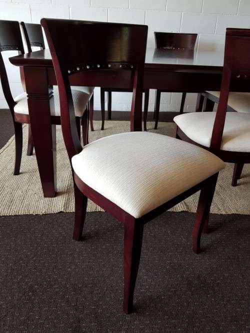 A Spectacular modern 8-seater Mahogany square dining room suite in excellent condition - WOW!!