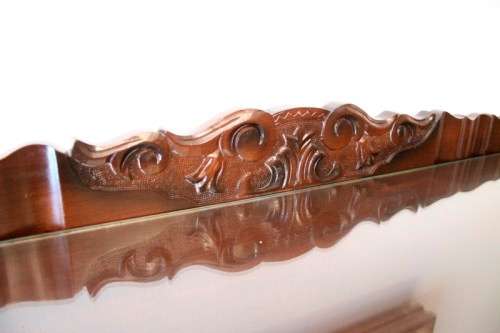 A stunning large vintage side server w/ three large drawers and place for 10 bottles of wine