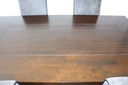 Stunning stylish teak 180cm dining table with awesome grey and white high-back chairs!