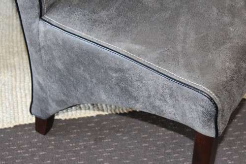 Stunning stylish teak 180cm dining table with awesome grey and white high-back chairs!