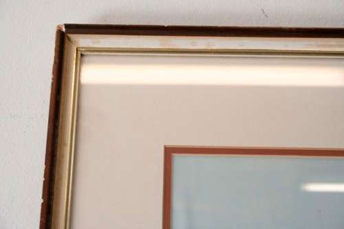 A beautiful signed "AB" 1990 Psalm 33 painting framed behind glass in good condition.