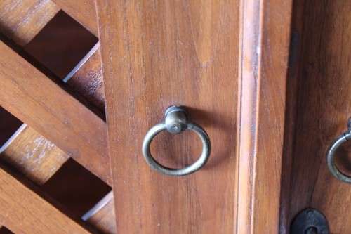 **RS17_Clearance** Balinese Teak entertainment cabinet with fold-back doors and two drawers