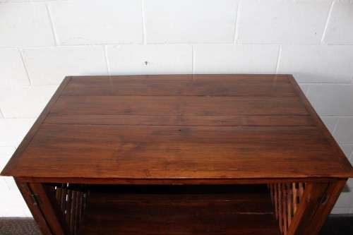 **RS17_Clearance** Balinese Teak entertainment cabinet with fold-back doors and two drawers