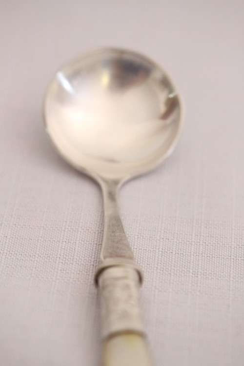 An amazing & rare antique British made EPNS silver plated "cream" spoon w/ a Mother-of-pearl handle