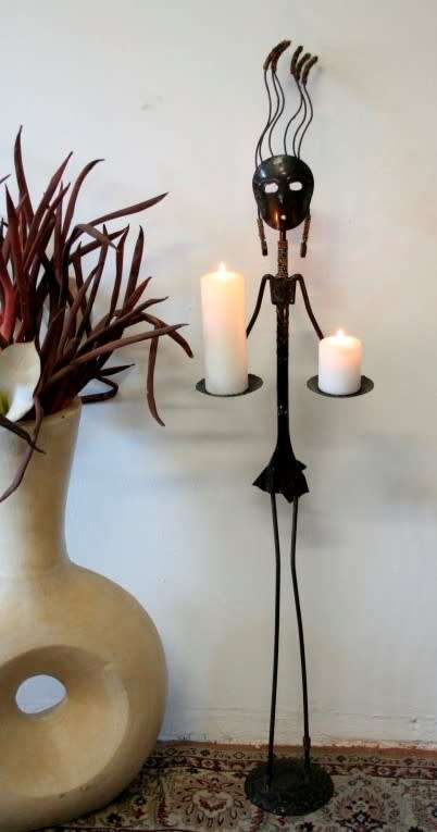 **RS17** A stunning tall beaded metal candle holder in great condition - great for ambience lighting