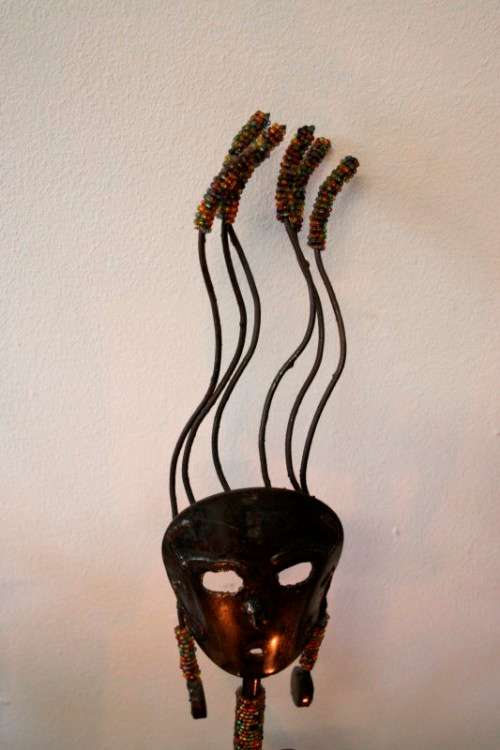 **RS17** A stunning tall beaded metal candle holder in great condition - great for ambience lighting