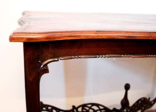 **RS17** A vintage Teak hallway/display table with ornate carved finial & detailing at the bottom
