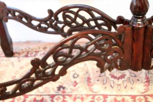 **RS17** A vintage Teak hallway/display table with ornate carved finial & detailing at the bottom