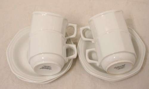 A fabulous set of four white Continental Hotelware porcelain coffee cups in great condition.RS17Sale