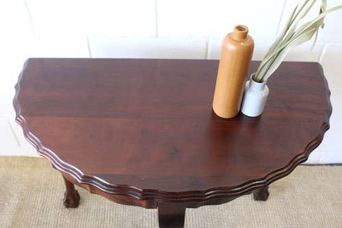 Lovely vintage (larger than normal) ball & claw Imbuia half moon display/occasional table - RS17Sale