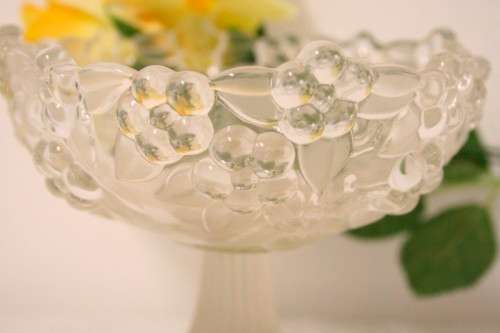 A beautiful round crystal Compote bowl with the grapes and leaves pattern - RS17Sale