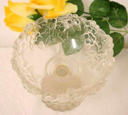 A beautiful round crystal Compote bowl with the grapes and leaves pattern - RS17Sale