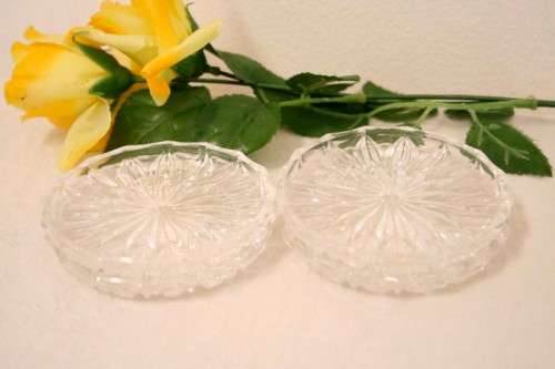 A set of four beautiful ornate glass coasters in stunning condition- RS17Sale
