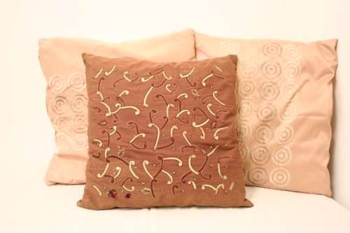 3 stunning fabric scatter cushions in a quality fabric covering w fine detailed stitching - RS17Sale