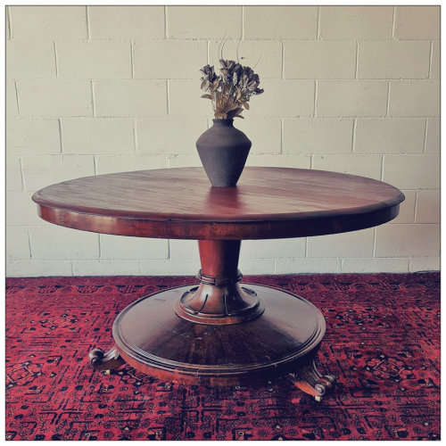 An amazing antique William IV (c1830) large Rosewood centre pedestal table on brass castors