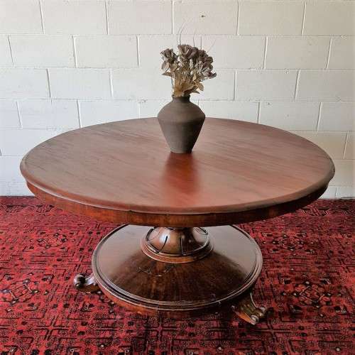 An amazing antique William IV (c1830) large Rosewood centre pedestal table on brass castors