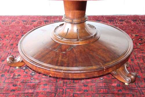An amazing antique William IV (c1830) large Rosewood centre pedestal table on brass castors