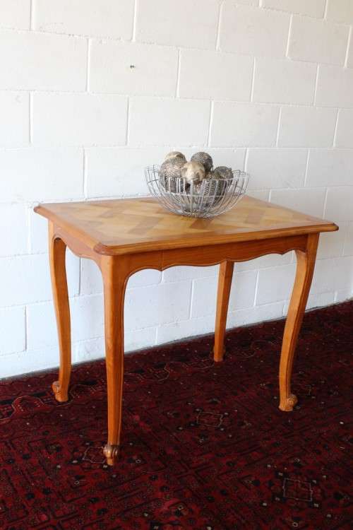 **RS17_Clearance** Oriental Teak occasional/ display table w/ Louis XV legs and a checkered top
