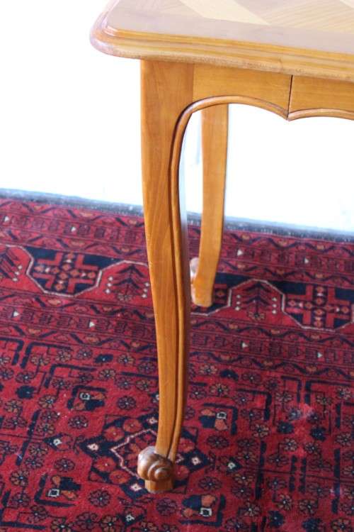 **RS17_Clearance** Oriental Teak occasional/ display table w/ Louis XV legs and a checkered top