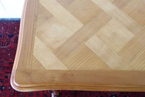 **RS17_Clearance** Oriental Teak occasional/ display table w/ Louis XV legs and a checkered top