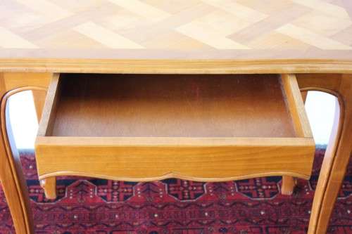 **RS17_Clearance** Oriental Teak occasional/ display table w/ Louis XV legs and a checkered top