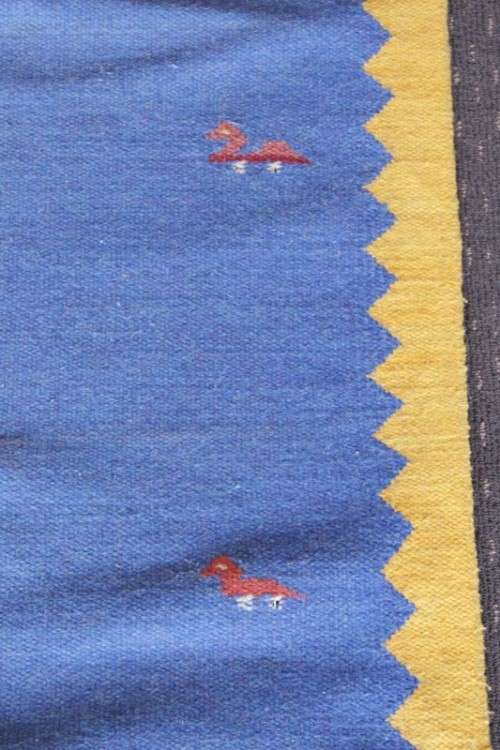 **RS17** A superb (3.67M) original Iranian blue & yellow "Qashqai Gabbeh" pure wool runner carpet