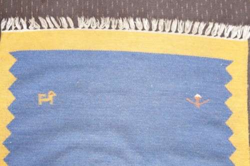 **RS17** A superb (3.67M) original Iranian blue & yellow "Qashqai Gabbeh" pure wool runner carpet