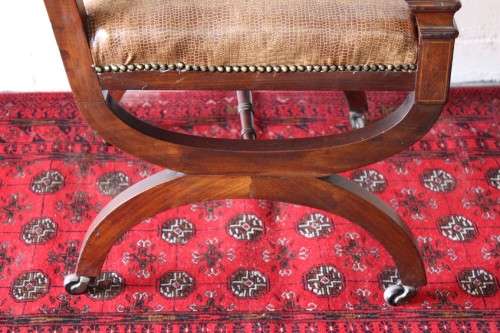 A magnificent and RARE Edwardian office chair with incredible marquetry inlay detailing on castors!!