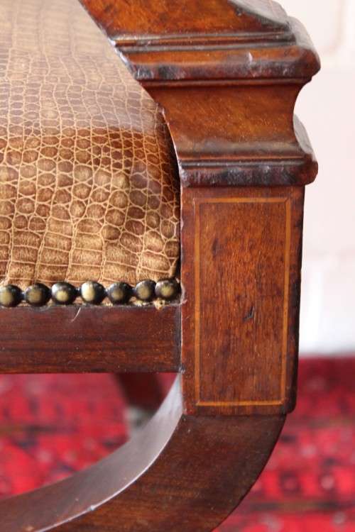 A magnificent and RARE Edwardian office chair with incredible marquetry inlay detailing on castors!!