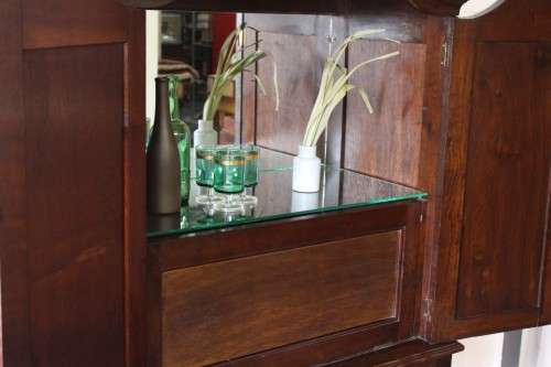 Magnificent tall Imbuia cocktail cabinet w/ a fold-down serving shelf & ball & claw legs - RS17Sale