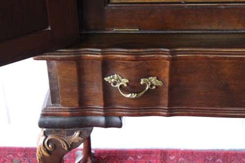 Magnificent tall Imbuia cocktail cabinet w/ a fold-down serving shelf & ball & claw legs - RS17Sale