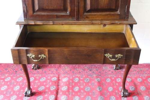 Magnificent tall Imbuia cocktail cabinet w/ a fold-down serving shelf & ball & claw legs - RS17Sale