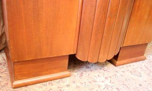 **RS17_Clearance** Vintage Art Deco Imbuia 3-door wardrobe with 4x large shelves & hanging space