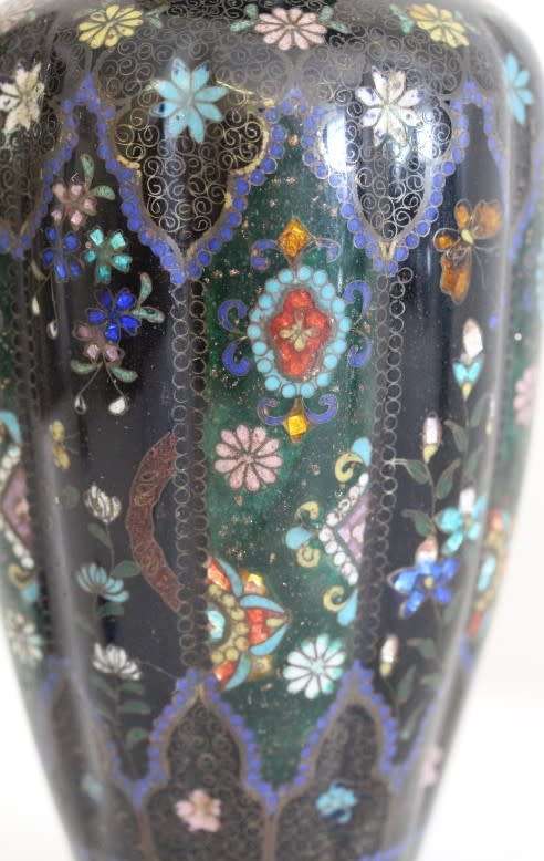 A magnificent and rare antique Chinese cloisonné enamelled vase with exceptional detailing
