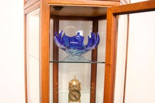 *Discounted* Exquisite solid Rosewood hexagon display cabinet w bevelled glass & large cupboard